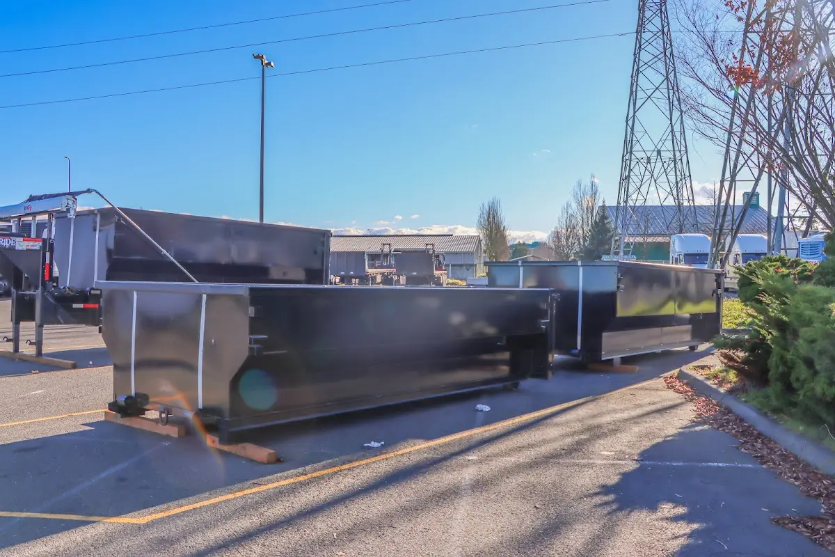 Roll-off dumpster ready for waste disposal at job site for Yard Waste Dumpster Rental in Felida